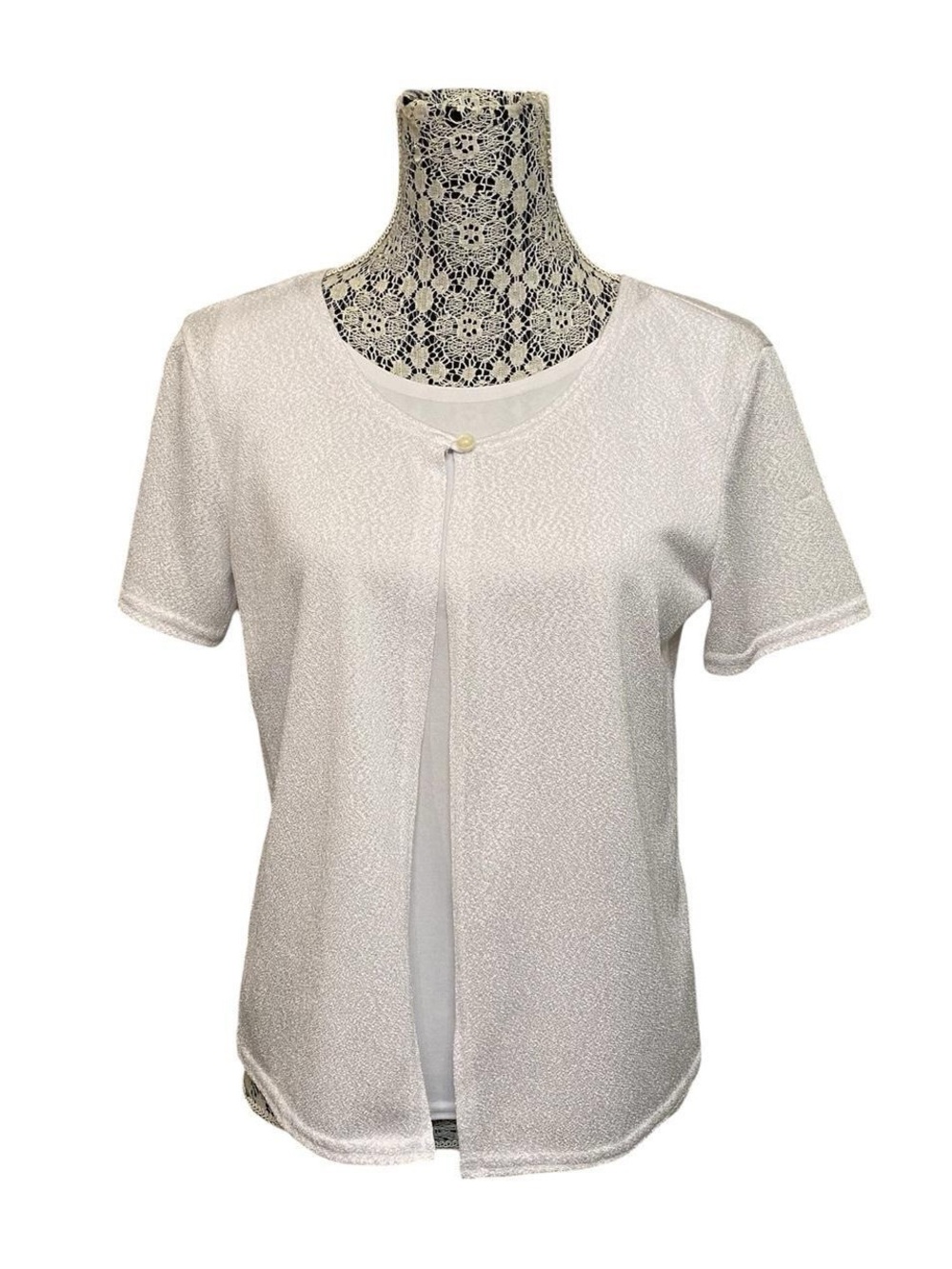 Kathie Lee Collection Vintage White Cardigan Style Top